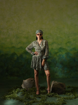 ALLIE (Dark Green 2 piece Top and Skirt Set)