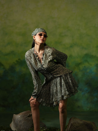 ALLIE (Dark Green 2 piece Top and Skirt Set)
