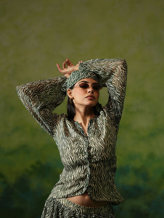 ALLIE (Dark Green 2 piece Top and Skirt Set)