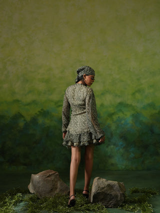 ALLIE (Dark Green 2 piece Top and Skirt Set)