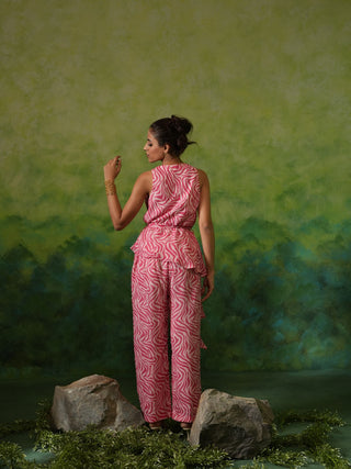 CASSIE (Pink 2 piece Cowl Neck Top with Pants)