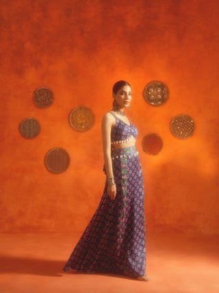 RAMAA (Blue 3 Piece Set with Sheer Shrug)