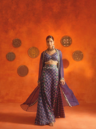 RAMAA (Blue 3 Piece Set with Sheer Shrug)