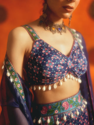 RAMAA (Blue 3 Piece Set with Sheer Shrug)