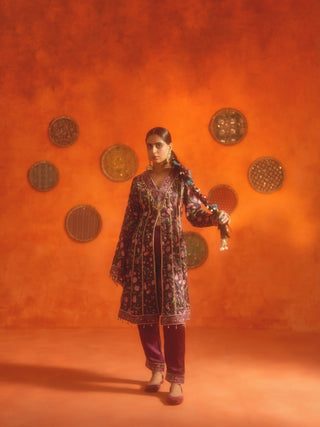 SHRUTI (Plum Open Short Anarkali 2 Piece Set)