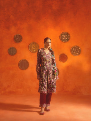 SHRUTI (Plum Open Short Anarkali 2 Piece Set)