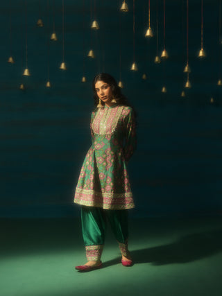 MENAKA (Green Short Anarkali with Salwar)