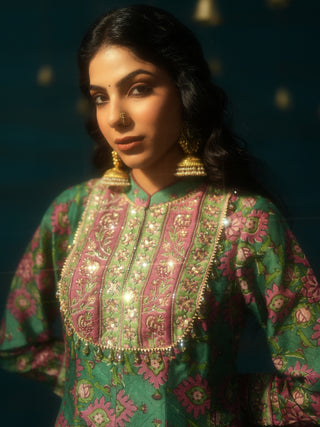 MENAKA (Green Short Anarkali with Salwar)