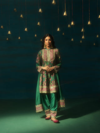 MENAKA (Green Short Anarkali with Salwar)