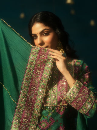 MENAKA (Green Short Anarkali with Salwar)