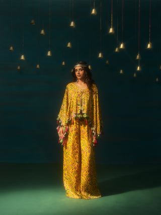 DIVYANGI (Yellow 3 Piece Set with Cape)