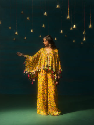 DIVYANGI (Yellow 3 Piece Set with Cape)