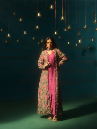 RUHIKA (Pink Jacket with Dress Set)