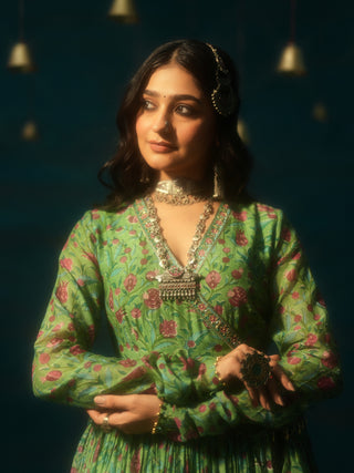 KALAVATI (Green Angrakha Sharara Set)
