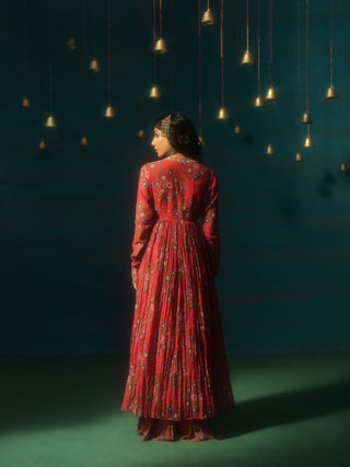 TARINI (Red Angrakha Sharara Set)