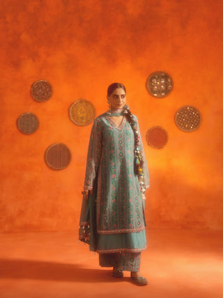 ROHINI (Turquoise Straight Suit Set)
