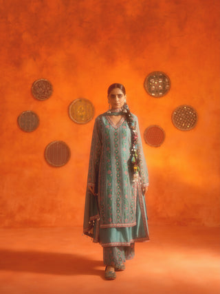 ROHINI (Turquoise Straight Suit Set)
