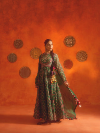 ANJANA (Green Anarkali Set)