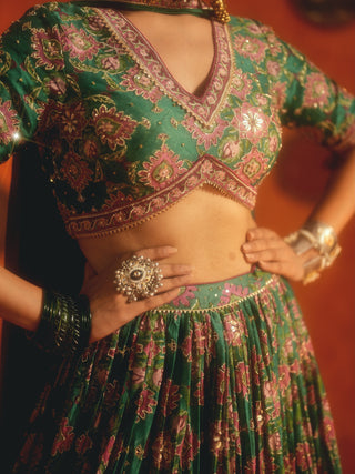 GULZAR (Green Lehenga Set)