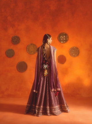 SARAH (Plum Kali Lehenga Set)