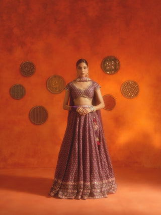 SARAH (Plum Kali Lehenga Set)