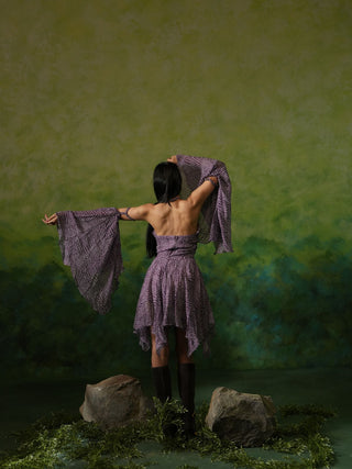 HAILEY (Purple Halter Neck Dress with Detachable Sleeves)