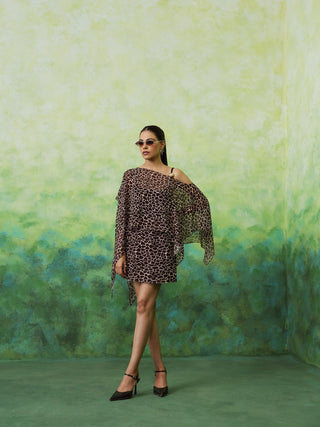 MILEY (Brown 2 piece Cape and Skirt Set)