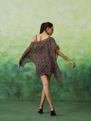 MILEY (Brown 2 piece Cape and Skirt Set)