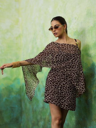 MILEY (Brown 2 piece Cape and Skirt Set)