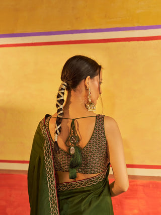 Chahat Mehendi Green Saree with Blouse