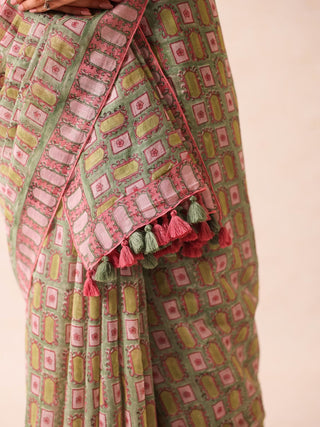 Divya Pistachio Saree