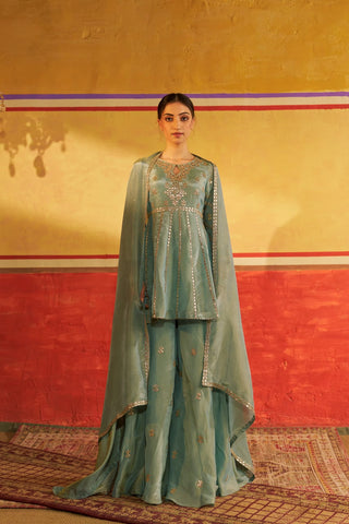 Kainaat Sea Green Sharara with Dupatta