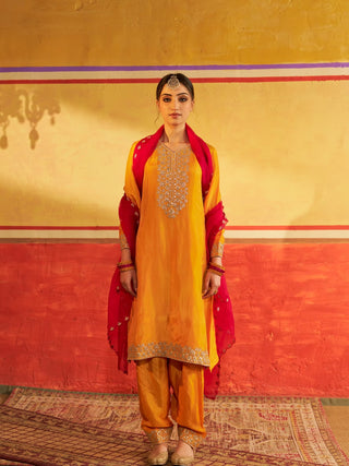 Miraas Yellow Kurta Suit with Dupatta