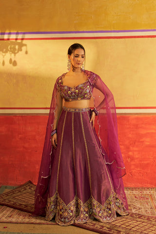 Rang Mahal Wine Lehenga with Dupatta