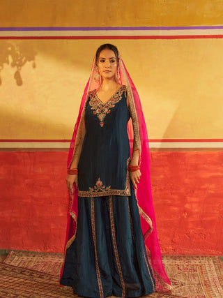 Saaz Navy Blue Sharara with Dupatta