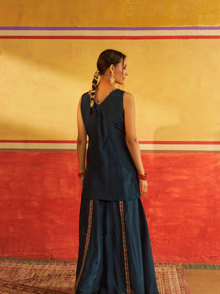Saaz Navy Blue Sharara with Dupatta