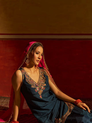 Saaz Navy Blue Sharara with Dupatta