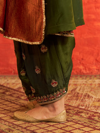 Sahiba Mehendi Green Suit with Dupatta