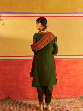 Sahiba Mehendi Green Suit with Dupatta