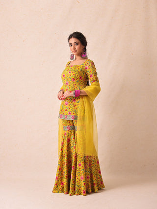 Simar Yellow Sharara Set