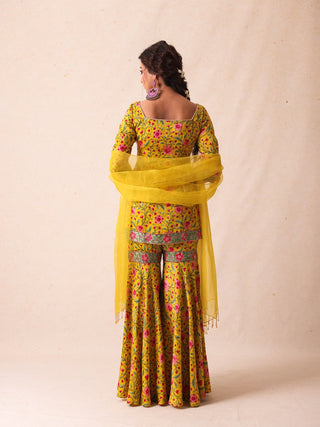 Simar Yellow Sharara Set
