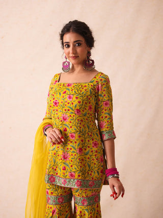 Simar Yellow Sharara Set