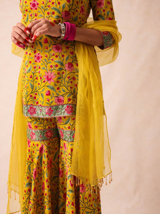 Simar Yellow Sharara Set