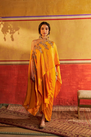 Sitara Yellow Kaftan Set