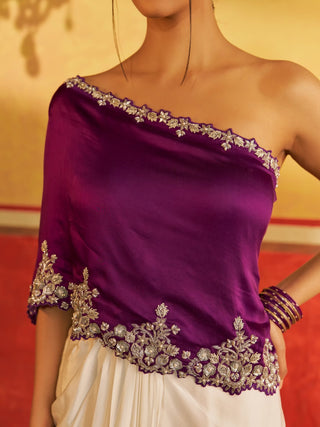 Zoya Purple & White Kaftan Set