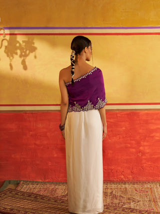 Zoya Purple & White Kaftan Set
