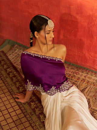 Zoya Purple & White Kaftan Set